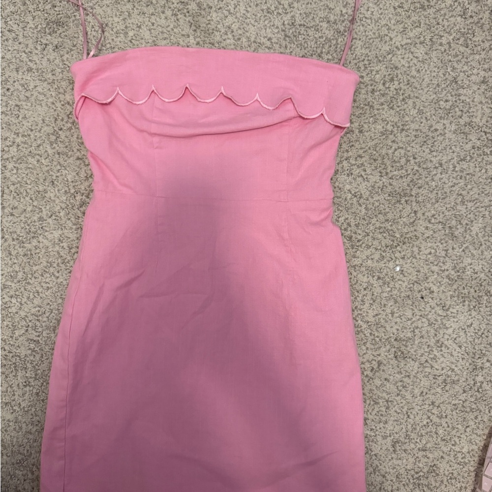 Showpo Pink Ruched Strapless Sheath Dress